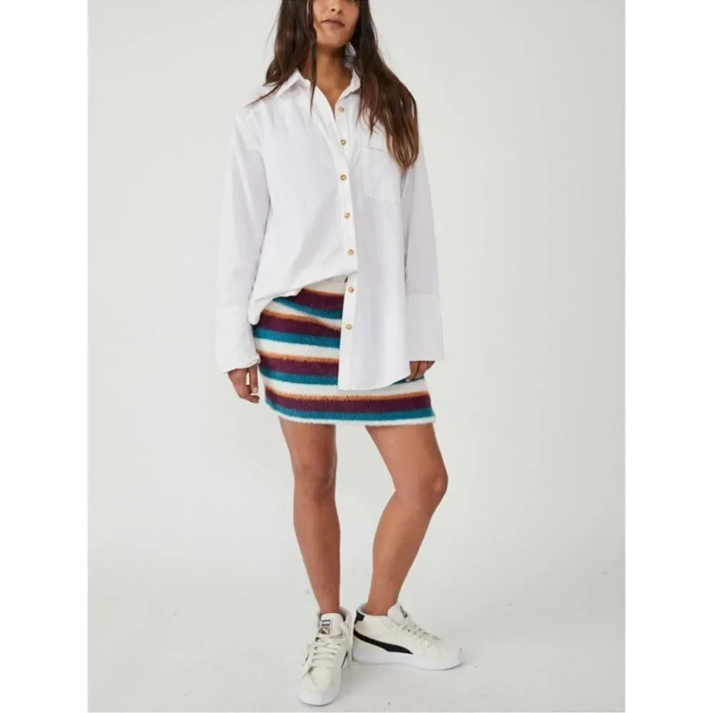 NWT Free People Ciara Sweater Mini Skirt / Fig Jam Combo Size M